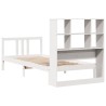 Lit bibliothèque sans matelas blanc 90x200cm bois de pin massif 