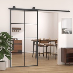 Porte coulissante Noir 102,5x205 cm Verre ESG et aluminium 