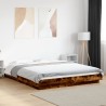 Cadre de lit et lumières LED sans matelas chêne fumé 150x200 cm 