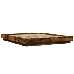 Cadre de lit et lumières LED sans matelas chêne fumé 150x200 cm 