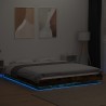 Cadre de lit et lumières LED sans matelas chêne fumé 150x200 cm 