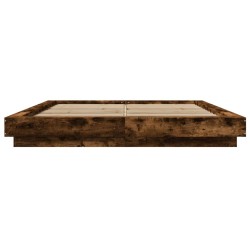 Cadre de lit et lumières LED sans matelas chêne fumé 150x200 cm 