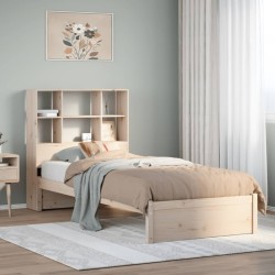 Lit bibliothèque sans matelas 90x190 cm bois de pin massif 
