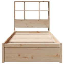 Lit bibliothèque sans matelas 90x190 cm bois de pin massif 