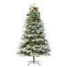 Sapin de Noël pré-éclairé et pommes de pin vert 225cm PVC et PE 