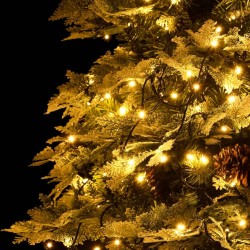 Sapin de Noël pré-éclairé et pommes de pin vert 225cm PVC et PE 