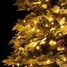 Sapin de Noël pré-éclairé et pommes de pin vert 225cm PVC et PE 