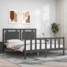 Cadre de lit sans matelas gris bois de pin massif 