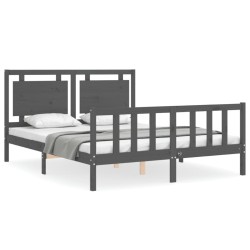 Cadre de lit sans matelas gris bois de pin massif 