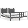 Cadre de lit sans matelas gris bois de pin massif 