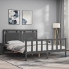 Cadre de lit sans matelas gris bois de pin massif 