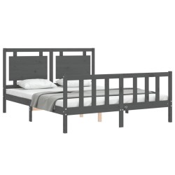 Cadre de lit sans matelas gris bois de pin massif 