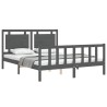 Cadre de lit sans matelas gris bois de pin massif 