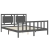 Cadre de lit sans matelas gris bois de pin massif 