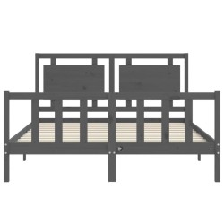 Cadre de lit sans matelas gris bois de pin massif 