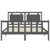 Cadre de lit sans matelas gris bois de pin massif 