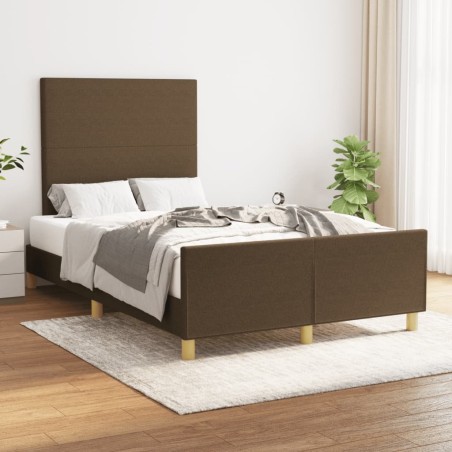 Cadre de lit sans matelas marron foncé 120x190 cm tissu 