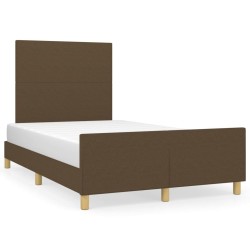 Cadre de lit sans matelas marron foncé 120x190 cm tissu 