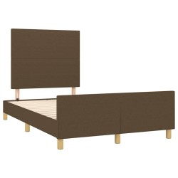 Cadre de lit sans matelas marron foncé 120x190 cm tissu 