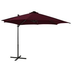 Parasol de jardin en porte-à-faux avec mât et lumières LED 