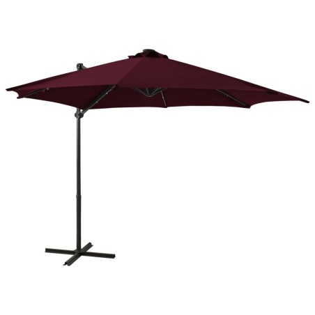 Parasol de jardin en porte-à-faux avec mât et lumières LED 
