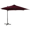 Parasol de jardin en porte-à-faux avec mât et lumières LED 
