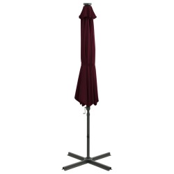 Parasol de jardin en porte-à-faux avec mât et lumières LED 