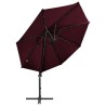 Parasol de jardin en porte-à-faux avec mât et lumières LED 