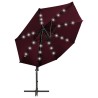 Parasol de jardin en porte-à-faux avec mât et lumières LED 