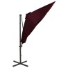 Parasol de jardin en porte-à-faux avec mât et lumières LED 