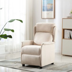 Fauteuil inclinable en tissu crème 