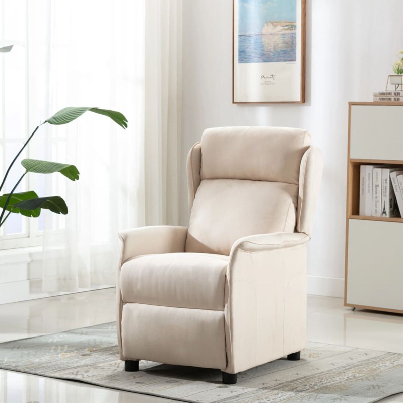 Fauteuil inclinable en tissu crème 