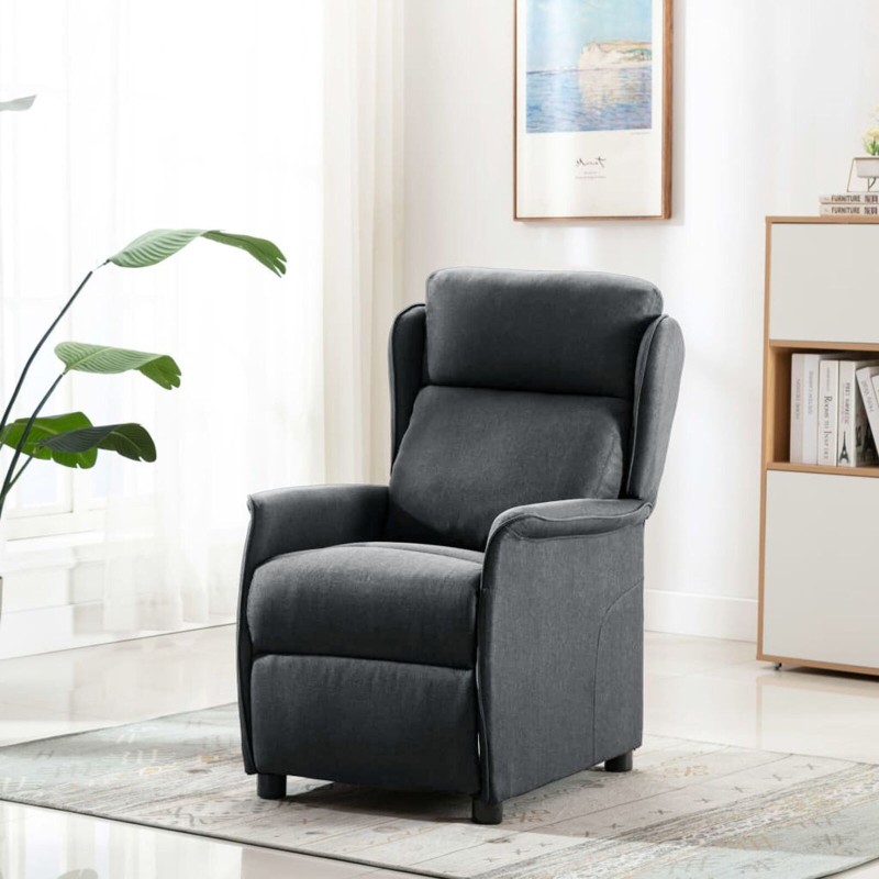 Fauteuil inclinable en tissu gris foncé 