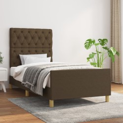 Cadre de lit sans matelas marron foncé 80x200 cm tissu 
