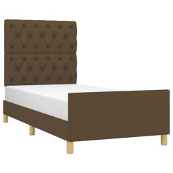 Cadre de lit sans matelas marron foncé 80x200 cm tissu 
