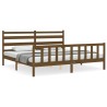 Cadre de lit sans matelas marron miel 200x200cm bois pin massif 