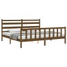 Cadre de lit sans matelas marron miel 200x200cm bois pin massif 