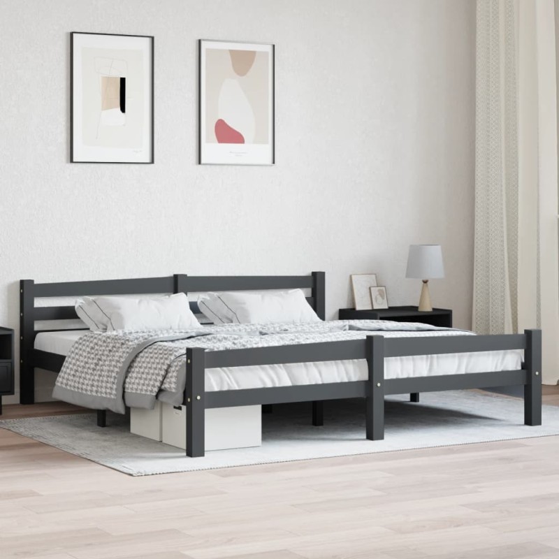 Cadre de lit sans matelas gris foncé pin massif 180x200 cm Cadre de lit sans matelas gris foncé pin massif 180x200 cm