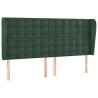 Tête de lit avec oreilles Vert foncé 203x23x118/128 cm Velours 