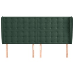 Tête de lit avec oreilles Vert foncé 203x23x118/128 cm Velours 