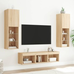Unités murales TV avec LED 5 pcs chêne sonoma bois d'ingénierie 