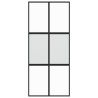 Porte coulissante noir 90x205 cm verre trempé aluminium 