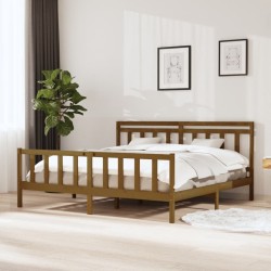 Cadre de lit sans matelas marron miel bois massif 200x200 cm 