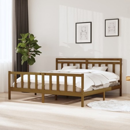 Cadre de lit sans matelas marron miel bois massif 200x200 cm 