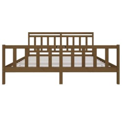 Cadre de lit sans matelas marron miel bois massif 200x200 cm 