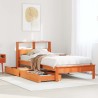 Lit bibliothèque sans matelas cire marron 75x190 cm pin massif 