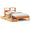 Lit bibliothèque sans matelas cire marron 75x190 cm pin massif 
