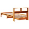 Lit bibliothèque sans matelas cire marron 75x190 cm pin massif 