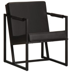 Fauteuil noir cuir véritable 