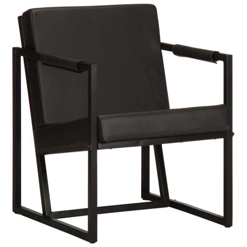 Fauteuil noir cuir véritable Fauteuil noir cuir véritable